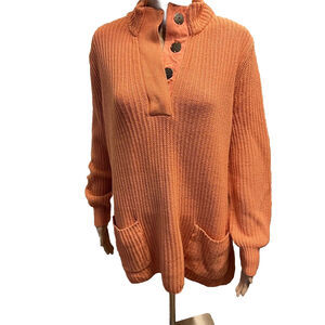 Soft Surroundings Sweater Women’s L Petite Chunky Tunic Henley Sweater Pockets